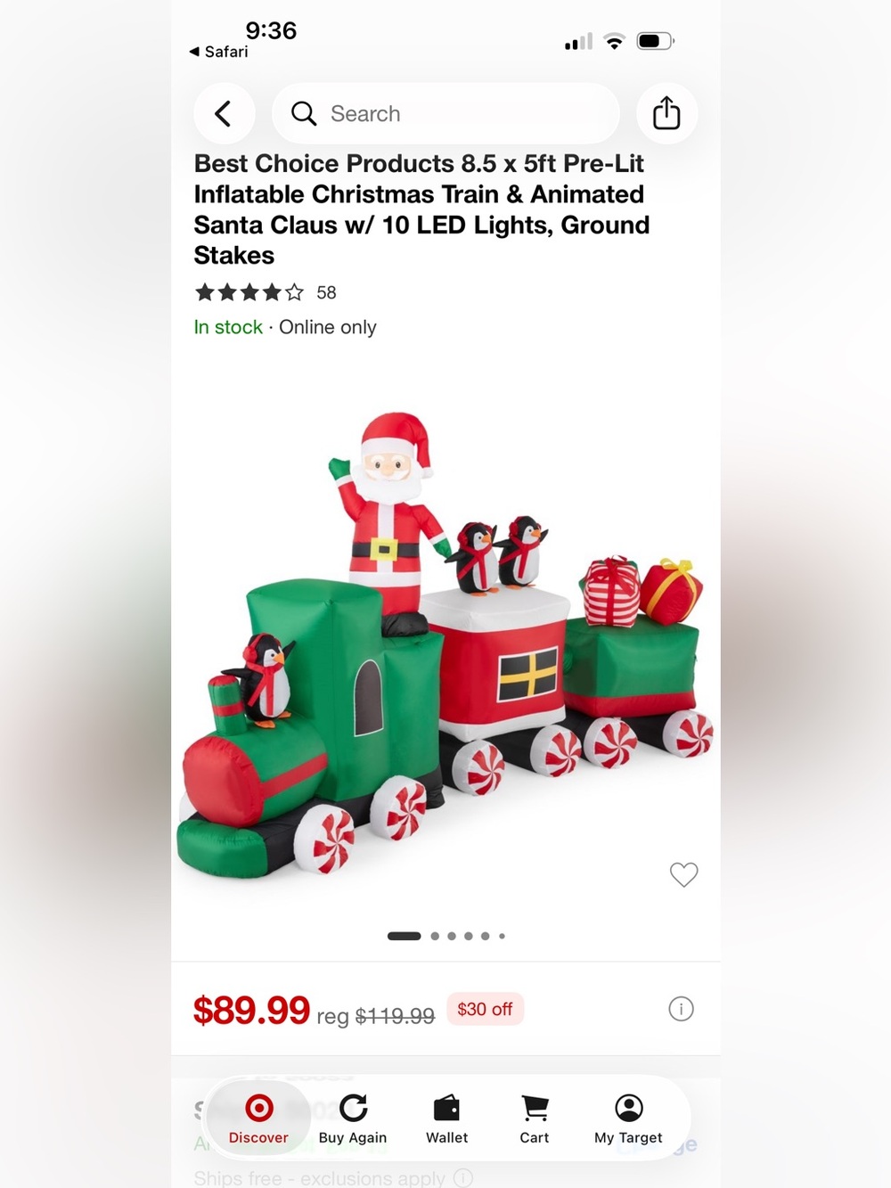 Green & Red Inflatable Christmas Train with Santa and Penguins